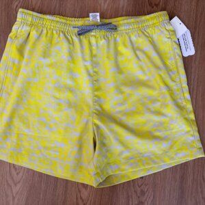 Open Edit Mens NWT Yellow Swim Trunks Elastic Waist Pockets Med